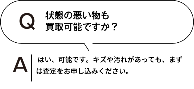 査定額に納得できなかった場合、買取を断ることはできますか？ もちろん可能です。もし買取をお断りいただいた場合でも、査定や査定員の出張にかかる料金をいただくこともございません。